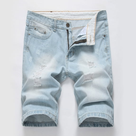 YSUEJPF Mens Vintage Jean Shorts Distressed Ripped Short Jeans Summer Casual Denim Shorts