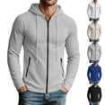 thumbnail image 1 of YSUEJPF Mens Waffle Hooded Sweatshirts Slim Fit Full Zip Long Sleeve Athletic Workout Cardigan Jackets Textured Activewear with Pockets, 1 of 8