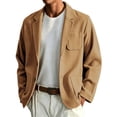 thumbnail image 1 of YSUEJPF Short Overcoats for Men Two Button Notch Lapel Long Sleeve Coats Business Casual Formal Overcoats with Multi Pockets, 1 of 6