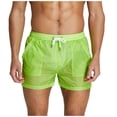 thumbnail image 1 of YSUEJPF Swim Trunks for Men See Through Quick Dry Shorts Mesh Sheer Drawstring Beach Board Shorts with Pockets, 1 of 5