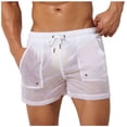 thumbnail image 1 of YSUEJPF Swim Trunks for Men See Through Quick Dry Shorts Mesh Sheer Drawstring Beach Board Shorts with Pockets, 1 of 5