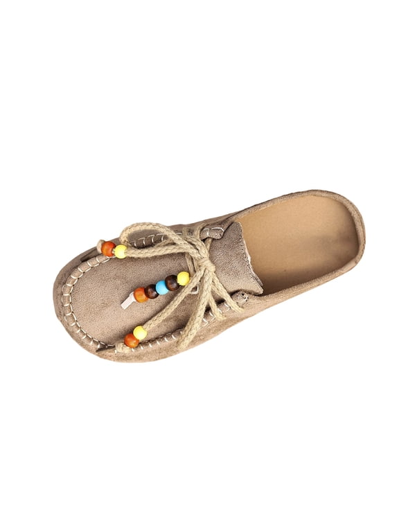 Women's Flat Mules Boho Close Toe Moccasin Beaded Slippers Slip on House Shoes for Indoor & Outdoor