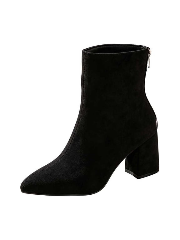 Womens Boots Pointed Toe Chunky High Heel Elegant Ankle Boots for Party Dating Work Office