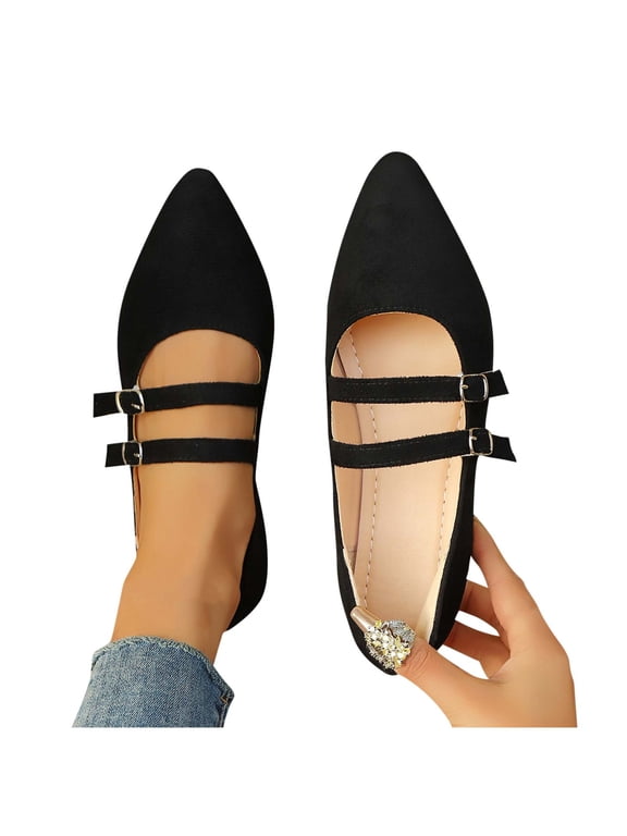 Womens Flat Shoes Pointed Toe Ballet Flat Mary Jane Shoes Versatile Breathable Comfortable Flats for Office Casual Wear