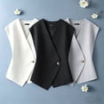 thumbnail image 1 of YSUEJPF Womens Irregular Blazer Vest V Neck Sleeveless Blouses One Button Dressy Business Waistcoat, 1 of 5