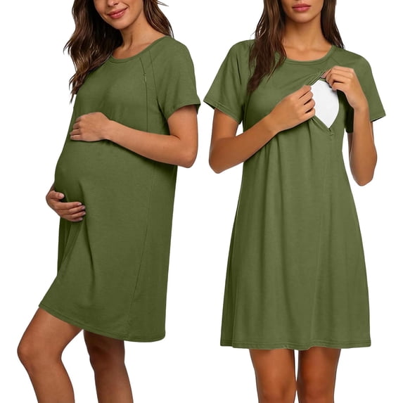 YSUEJPF Womens Labor and Delivery Gown Maternity Nursing Nightgowns Short Breasfeeding Sleepwear