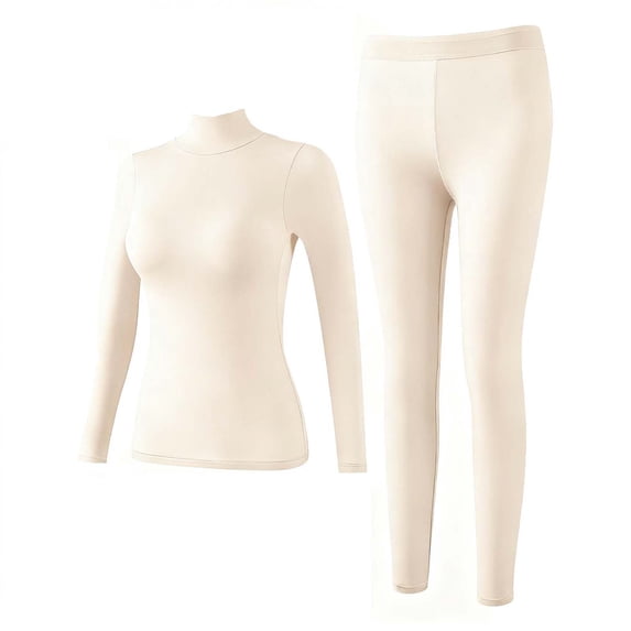 YSUEJPF Womens Padded Mock Neck Thermal Underwear Sets Warm Casual Long Underwear Sets Athletic Base Layer for Hiking Skiing Camping