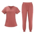 thumbnail image 1 of YSUEJPF Womens Scrubs Set Stretchy V Neck Short Sleeve Tops & Comfortable Scrubs Bottoms Lightweight Nurse Uniforms with Multi Pockets, 1 of 6