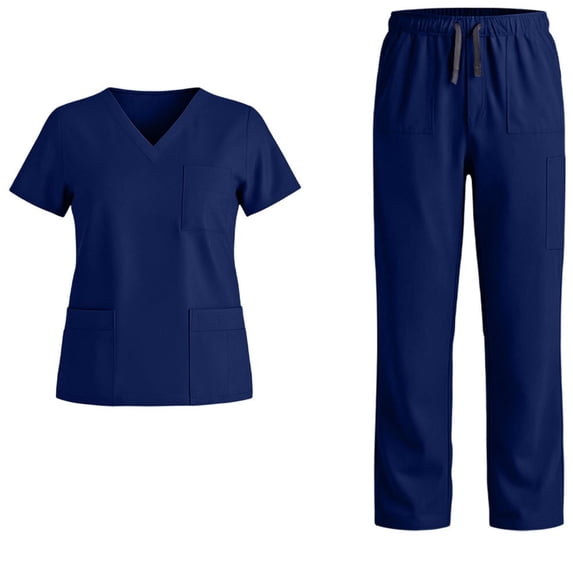 YSUEJPF Womens Scrubs Set Stretchy V Neck Short Sleeve Tops & Comfortable Scrubs Bottoms Lightweight Nurse Uniforms with Multi Pockets