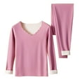thumbnail image 1 of YSUEJPF Womens Seamless Thermal Underwear Sets Fleece Lined Base Layer Ruffle V Neck Long Johns Top & Bottom Stretchy Warm for Cold Weather, 1 of 2