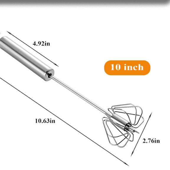 YSY Stainless Steel Semi Automatic Whisk Egg Beater, 10in | Whizzy Whisk, Hand Push Blender Kitchen Mixer Wisking Tool for Blending Cooking Gadgets