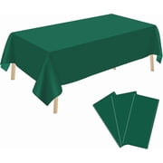 YSYJ 3 Pack Dark Green Plastic Tablecloth Disposable Rectangular Table Cloth 54 x 108 Inch Table Cover for Parties