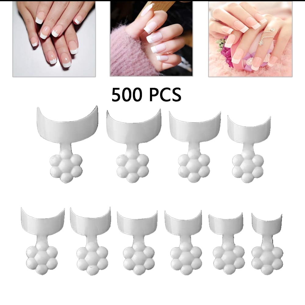 500PCS Short False Nails White Nail Tips French Acrylic Home DIY Nail Art 10 Sizes Crescent Shape