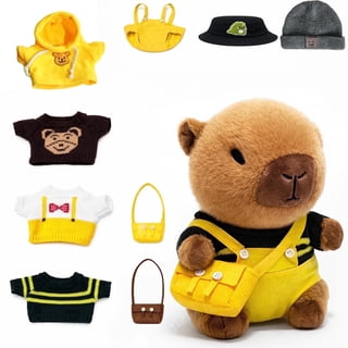 YSZZYSM 8-inch Capybara Plush Toy with 9 Clothes & Accessories, Super Soft Stuffed Animal Dress Up Set for Kids Ages 3-7