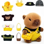 YSZZYSM 8-inch Capybara Plush Toy with 9 Clothes & Accessories, Super Soft Stuffed Animal Dress Up Set for Kids Ages 3-7