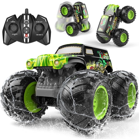 YSZZYSM Amphibious Remote Control Car, 1:14 Waterproof Monster Truck with 1 Rechargeable Battery, 2.4GHz 4WD Off-Road RC Vehicle for Kids Ages 4-12