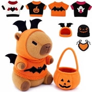 YSZZYSM Halloween Capybara Plush Set, Cute Dress-Up Stuffed Animal with Pumpkin Basket, Gift for Kids