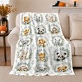 thumbnail image 1 of YShenghong Assorted Animals Peeking Through Soft Green Leafy Wreaths Printed Flannel Blanket, 1 of 7