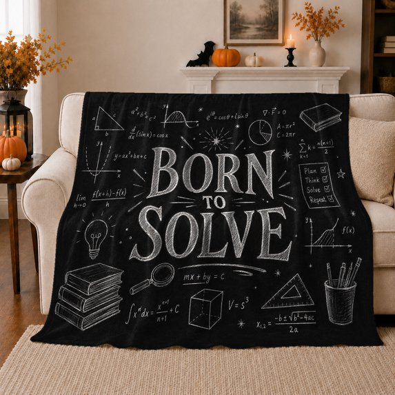 YShenghong Born To Solve Mathematics Chalkboard Doodles Printed Flannel Blanket