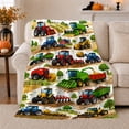thumbnail image 1 of YShenghong Colorful Tractors Harvesters And Farm Machinery In Action Printed Flannel Blanket, 1 of 7