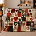 thumbnail image 1 of YShenghong Country Patchwork With Hearts Cottages And Mugs Printed Flannel Blanket, 1 of 7