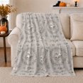 thumbnail image 1 of YShenghong Delicate Cotton And Eucalyptus Botanical Wreath Pattern Printed Flannel Blanket, 1 of 7