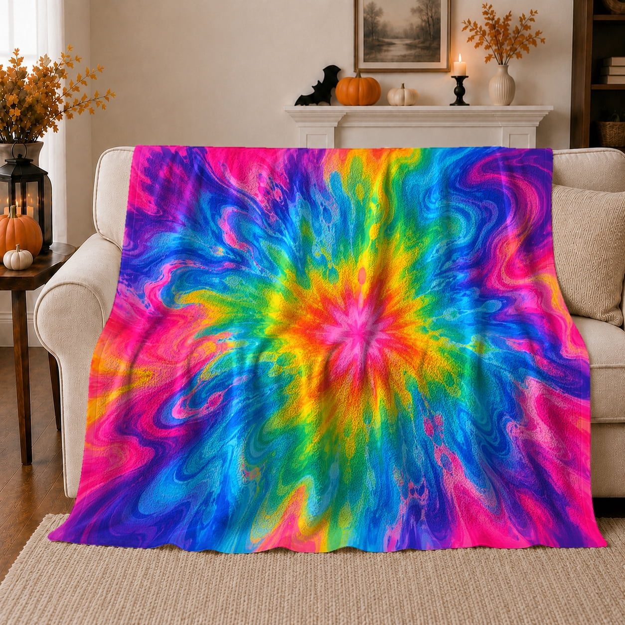 YShenghong Fluid Neon Rainbow Bloom With Marbled Spirals Printed ...
