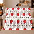 thumbnail image 1 of YShenghong Retro Strawberry Repeat With Floral Diamond Grid Printed Flannel Blanket, 1 of 7