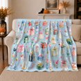thumbnail image 1 of YShenghong Whimsical Presents Cakes And Party Hats Pattern Printed Flannel Blanket, 1 of 7