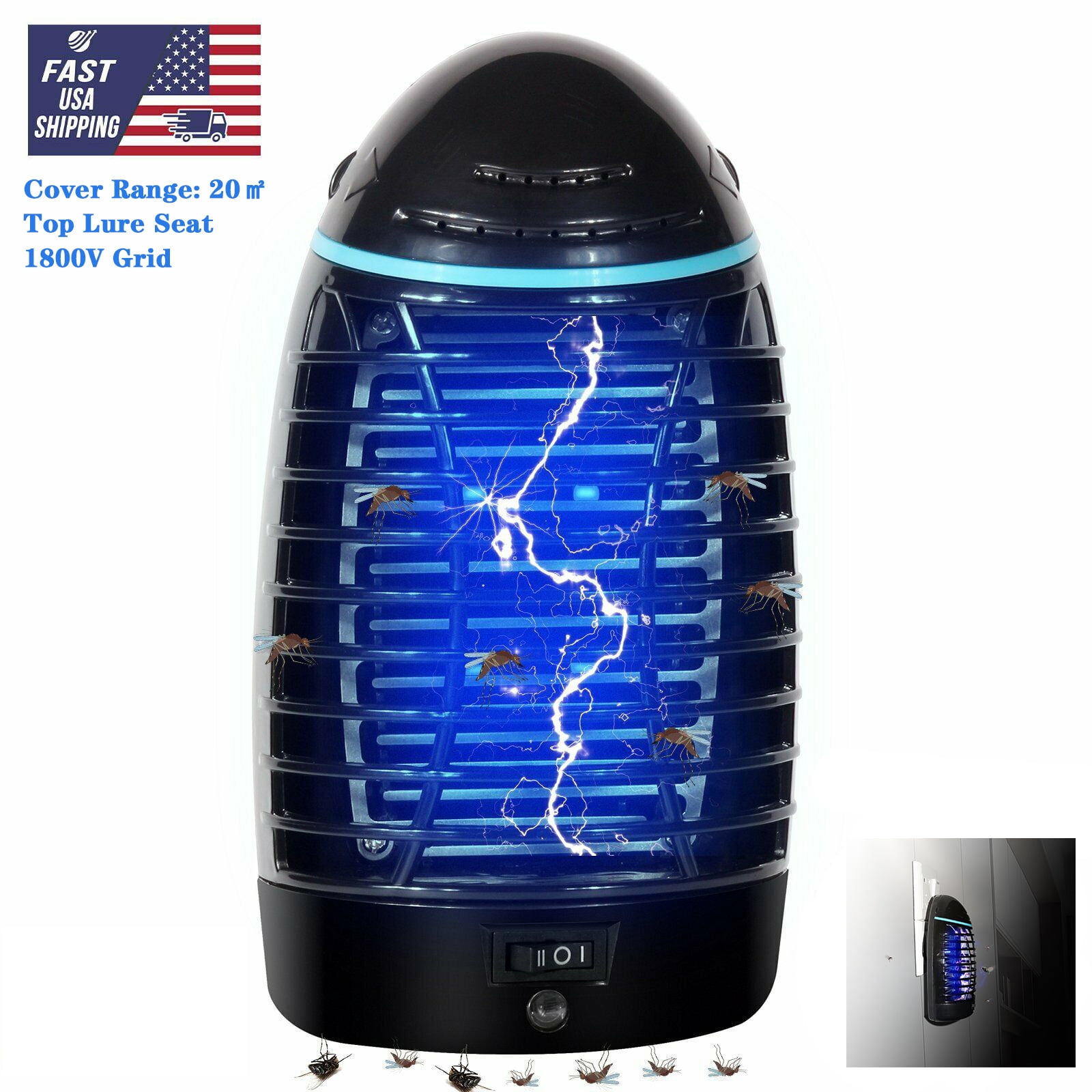 YT 1800V Grid High Voltage Plugin Electric Bug Zapper 4W 365nm