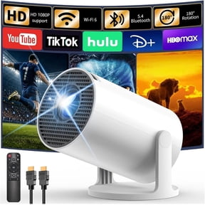 CocoBear Mini Projector for Bedroom with WiFi and Bluetooth, Y4 Portable Projector Support 4K 1080P, Auto Keystone 180 Rotatable, Compatible with HDMI/USB/PC/Phone