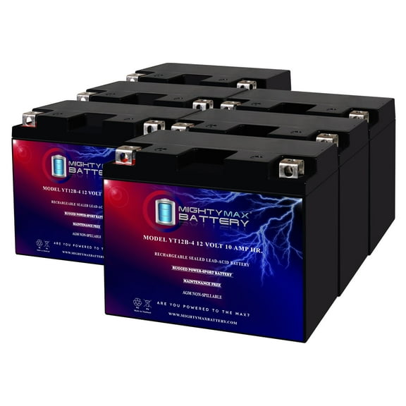YT12B-4 12V 10Ah Replacement Battery compatible with Ducati Superbike 749 Monster - 6 Pack