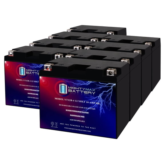 YT12B-4 12V 10Ah Replacement Battery compatible with Yamaha YZF-R6, SRX600 Triumph Tiger - 8 Pack