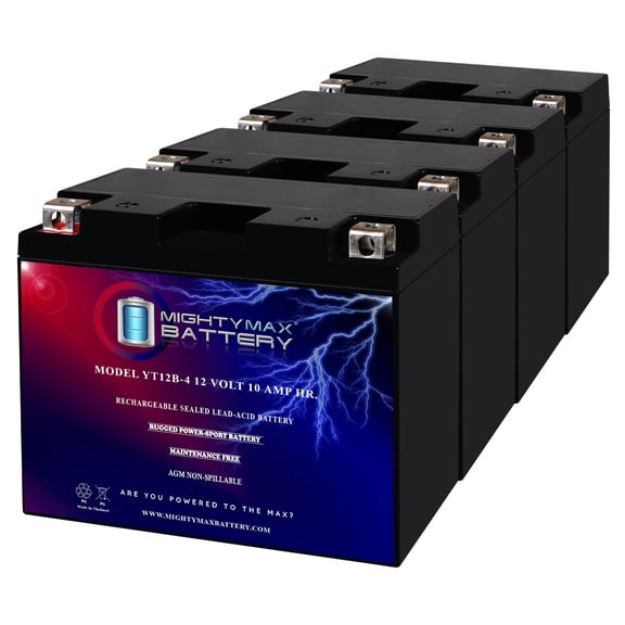 YT12B-4 12V 10Ah SLA Replacement Battery Compatible with BatteryJack GT12B-4 - 4 Pack