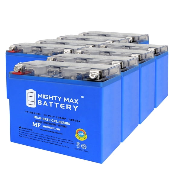 YT12B-4GEL 12V 10Ah GEL Replacement Battery compatible with Parts Unlimited YT12B4 - 8 Pack