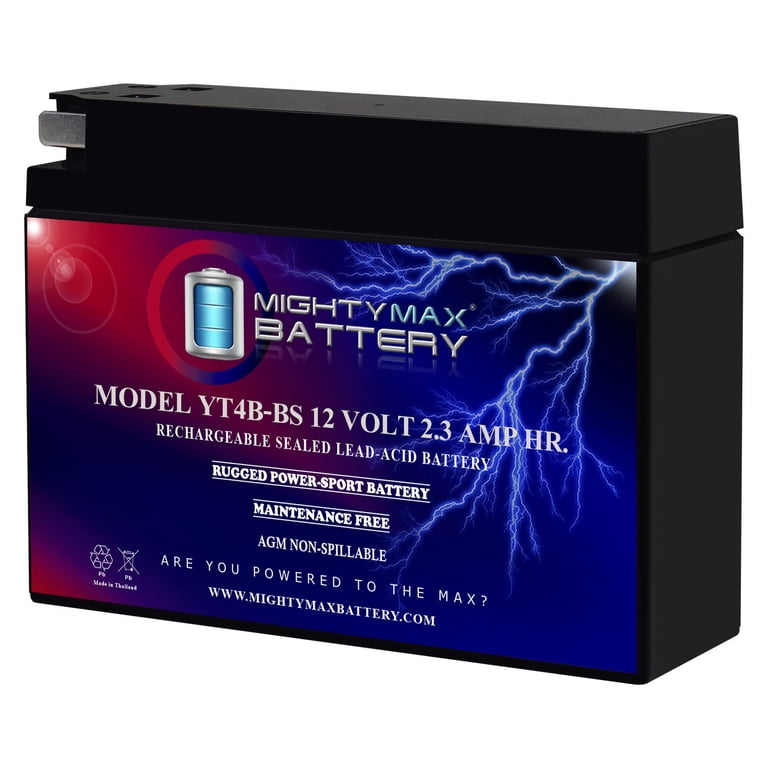 YT4B-BS 12V, 2.3Ah, AGM, Replacement Battery Compatible with UB