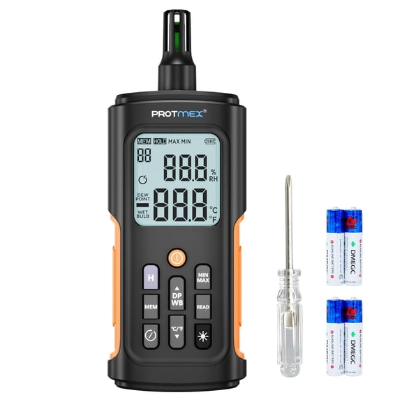 YT606 Digital Thermometer Hygrometer High Precision Thermo Hygrometer Humidity Meter With Swiss STH45 Chip Dew Point Wet Bulb Backlit LCD Portable Indoor Outdoor Temperature And Humidity Monitor