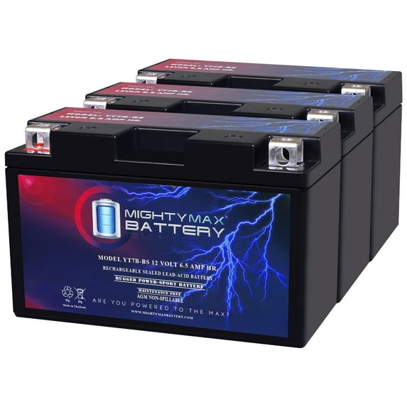 YT7B-BS 12V 6.5AH Replacement Battery Compatible with Can-Am Bombardier 278001756 - 3 Pack