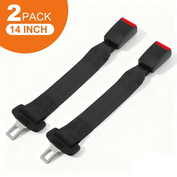 YTAKY Seat Belt Extender 14-inch 2 Pack for Cars Universal Seat Belt Car Buckle Extension Buckle Up (7/8" Tongue Width)