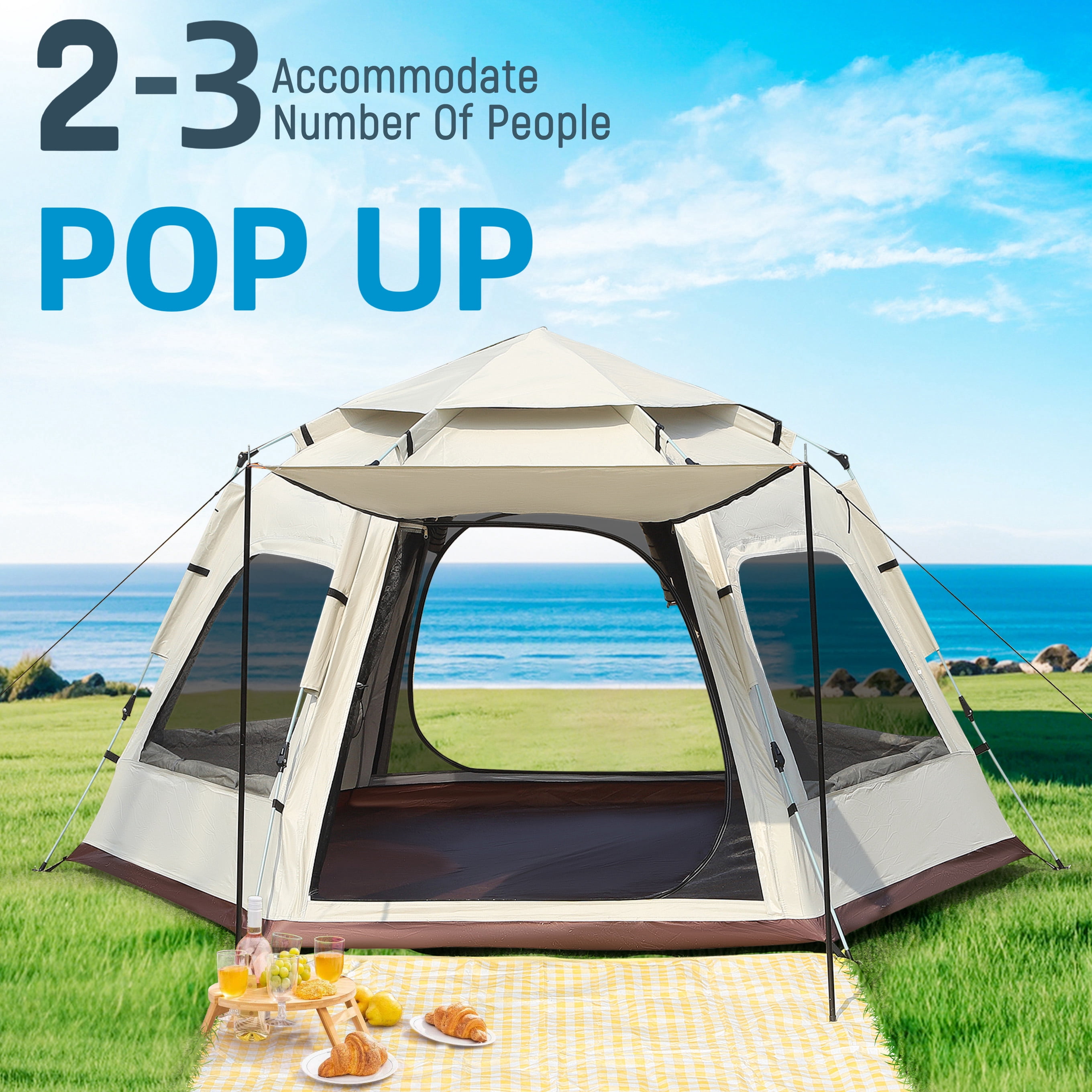 tentimu YTAKY Hexagonal Pop-Up Tent, 2-3 Person, Waterproof, Easy Setup