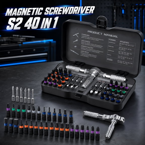YTAKY Magnetic Screwdriver 40 in 1,Multi-Purpose ratchet screwdriver set,Tool Kit for Home with detachable ratchet handle,Portable Repair&DIY Project.