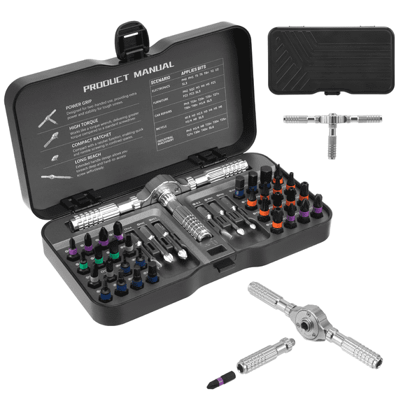 YTAKY Magnetic Screwdriver , 40 in 1,Multi-Purpose ratchet screwdriver set,Tool Kit for Home with detachable ratchet handle,Portable Repair&DIY Project.