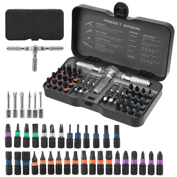 YTAKY Magnetic Screwdriver 40 in 1, multi-purpose Ratchet Screwdriver Set, tool kit for home with Detachable Ratchet Handle, Portable Home Repair & DIY Project.