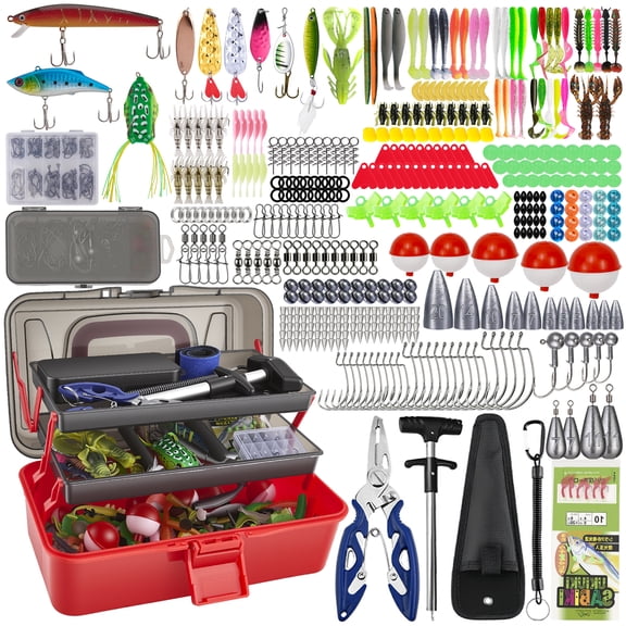 YTAKY 460PCS Fishing Tackle Box Kit with Tackle Included, 3-Layer Tackle Box Bass Lure Set,Gift for Fishingmen