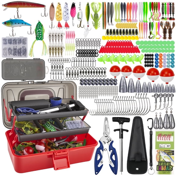 YTAKY 460PCS Fishing Tackle Box Kit with Tackle Included, 3-Layer Tackle Box Bass Lure Set,Gift for Fishingmen