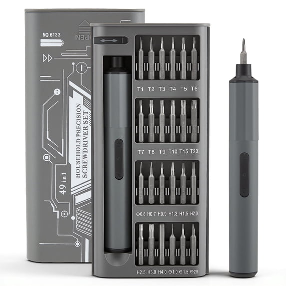 YTAKY Electric Precision Screwdriver Set, 3 N.m Torque with 49 Magnetic Bits, Quick-Charge Battery & Magnetic Holder - Ideal for Electronics Repair (Phones, Laptops, Watches)