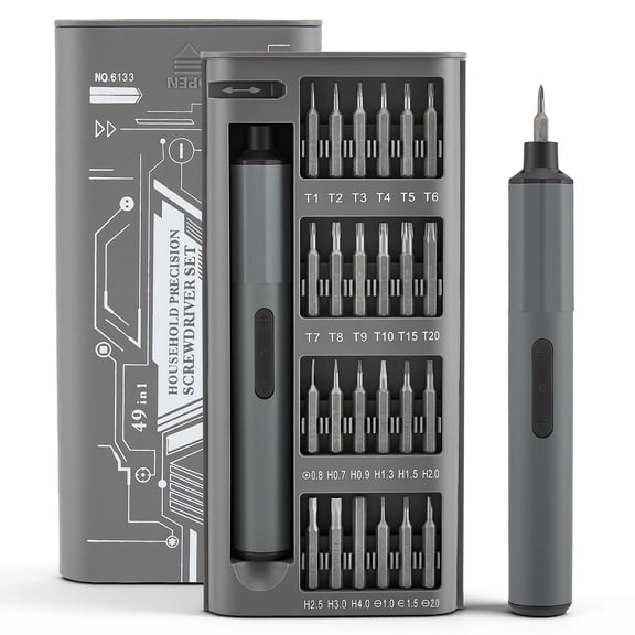 YTAKY Cordless Mini Electric Screwdriver Kit, 3 N.m Torque with 49 Magnetic Bits, Quick-Charge Battery & Magnetic Holder - Ideal for Electronics Repair (Phones, Laptops, Watches)