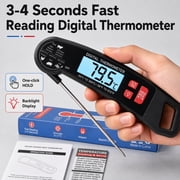 YTAKY Meat Thermometer, Instant Read Digital Meat Thermometer Waterproof -58 to 572°F with Backlight, Black