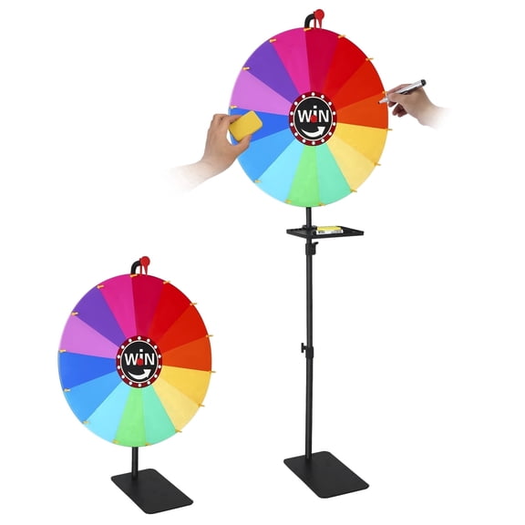 YTAKY Prize Wheel, 24 inches, Heavy Duty Prize Wheel, Spinner with Stand,10 Color Slots, 1 Bracket, Dry Erase Kit, for Carnival, Fortune Game, Casino