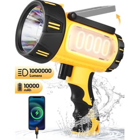 YTAKY Flashlight 1000000 Lumen, Spotlight Rechargeable, 10000mAh Battery, IP67 Waterproof for Outdoor Camping, with Foldable Stand